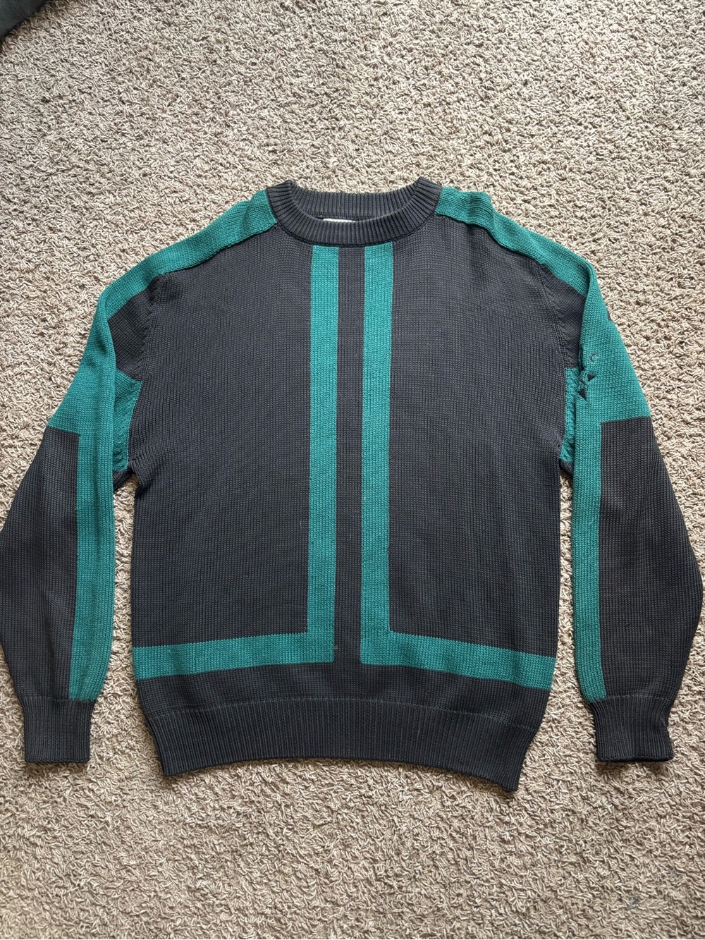 Vintage QBC quarter back club NFL  Black Crewneck Sweater with Teal
